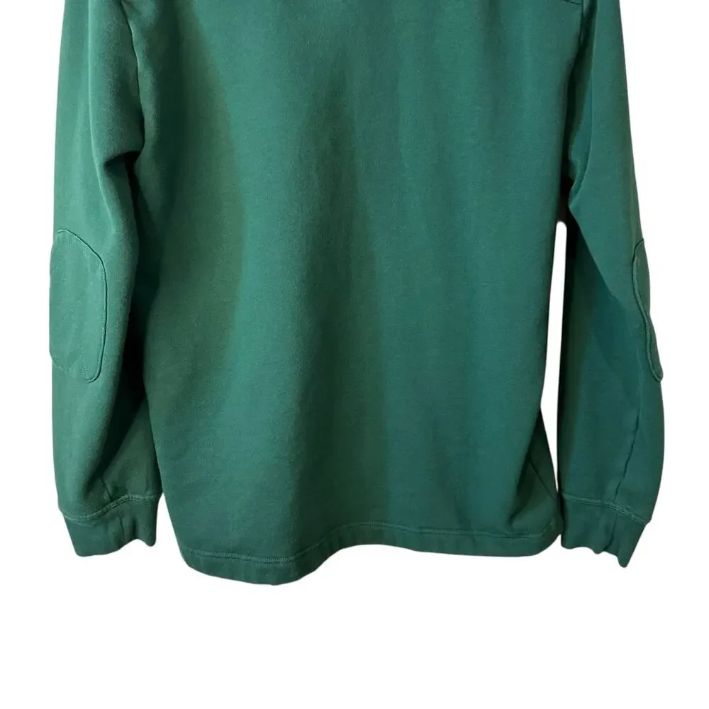 Banana Republic Men Quilted Mock Neck Elbow Patch Sweater Green L Classic Preppy